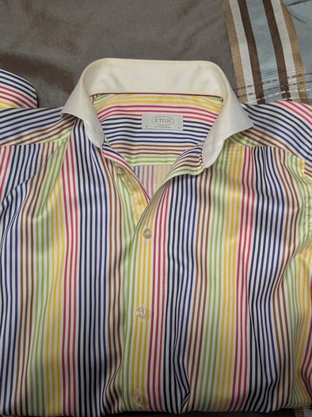 Mens Striped Dress Shirt by Eton.  Size 15 Contemporary Fit
